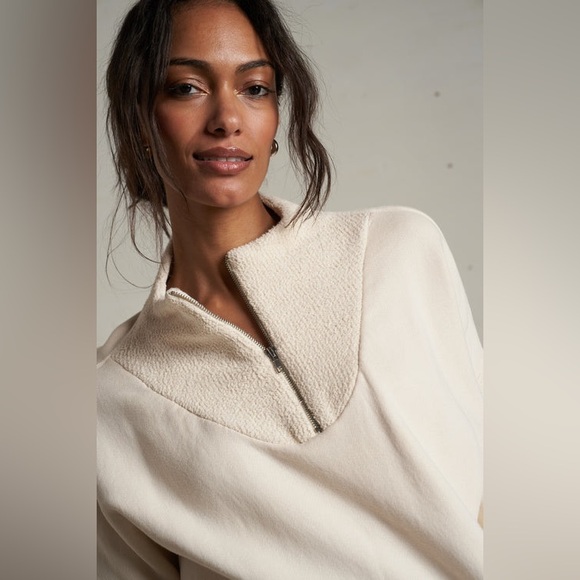 Perfectwhitetee tyra fleece 1/4 zip sweatshirt Size Large In Sugar 100% Cotton - Picture 3 of 14